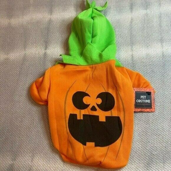 Jack-o-Lantern Pumpkin Dog Halloween Costume Hoodie Size Medium NWT Pet Fall - Picture 1 of 12
